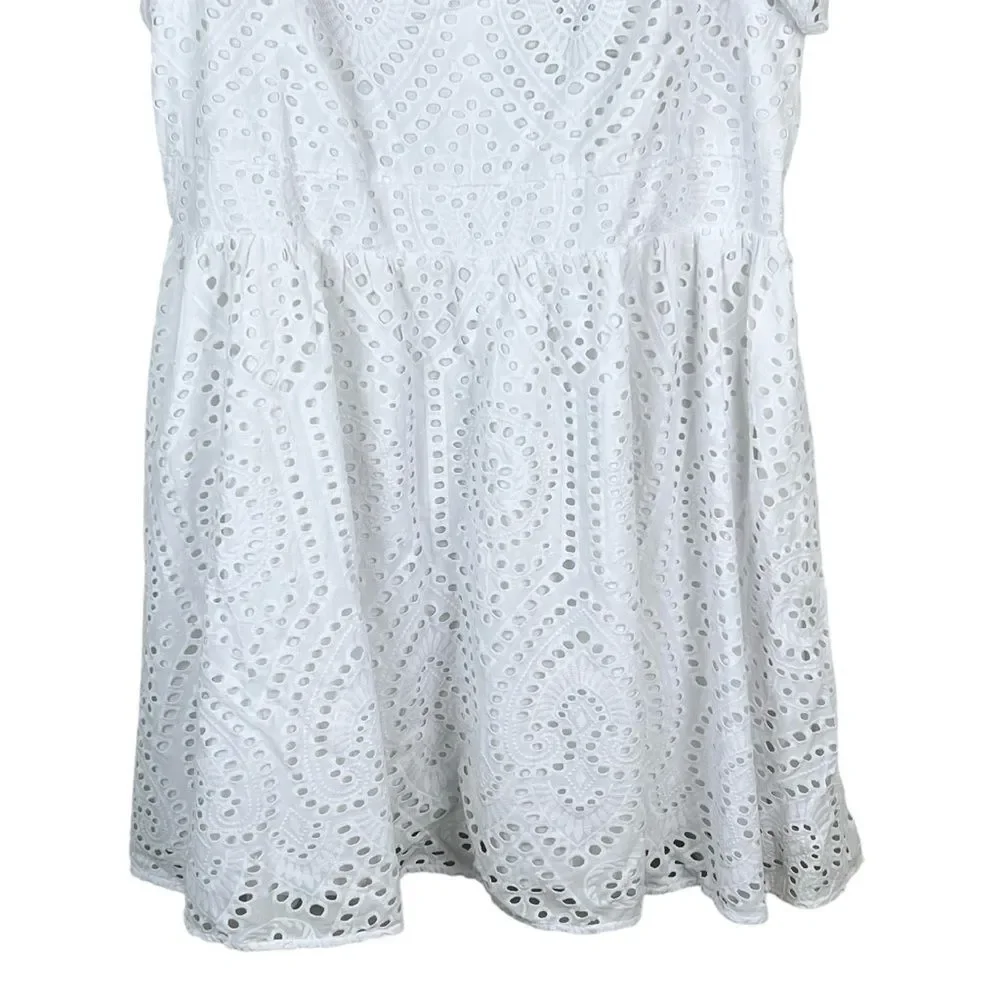 NWT White Eyelet Dress Sz 1X Ruffle Feminine Romantic Vacation Bride
